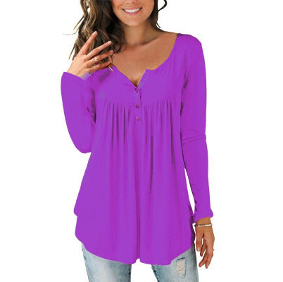 Women's Printed Plus Size Deep V Pullover T-shirt