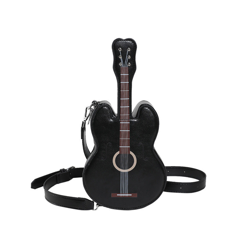 Borsa a tracolla femminile Valstrend per chitarra, stile alla moda, tasca laterale e design compatto in ecopelle nero