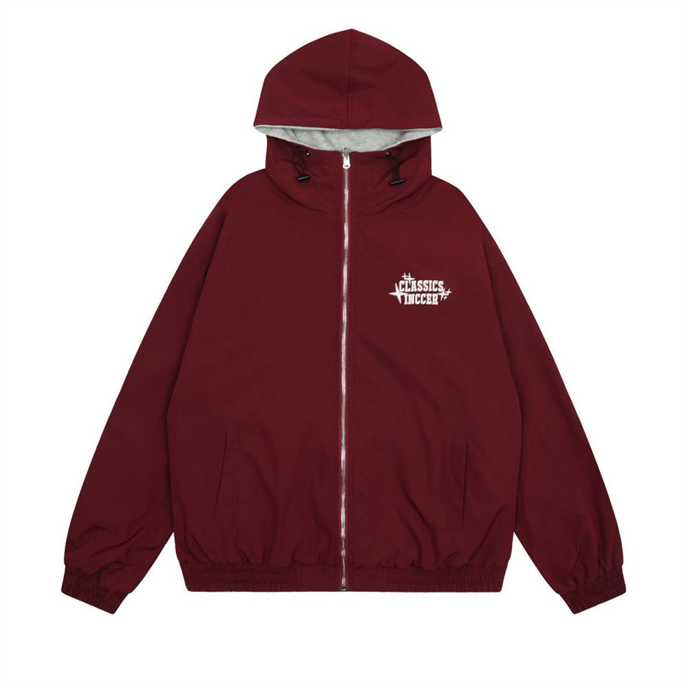 Double-sided Loose Casual Letter Hooded Jacket