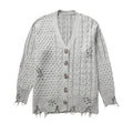 Cappotto invernale per donna Valstrend, lavorato a maglia con decorazioni con borchie, stile autunnale, vestibilità morbida.
