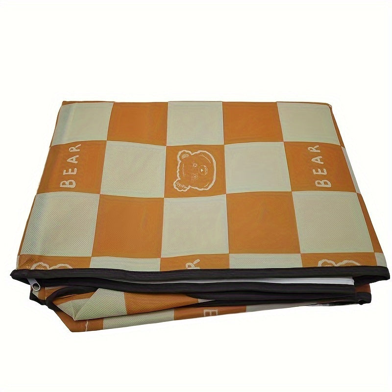 Extra-Large Bear-Plaid Quilt Storage Bag - Durable, Portable & Space-Saving Clothes Organizer for Home and Moving