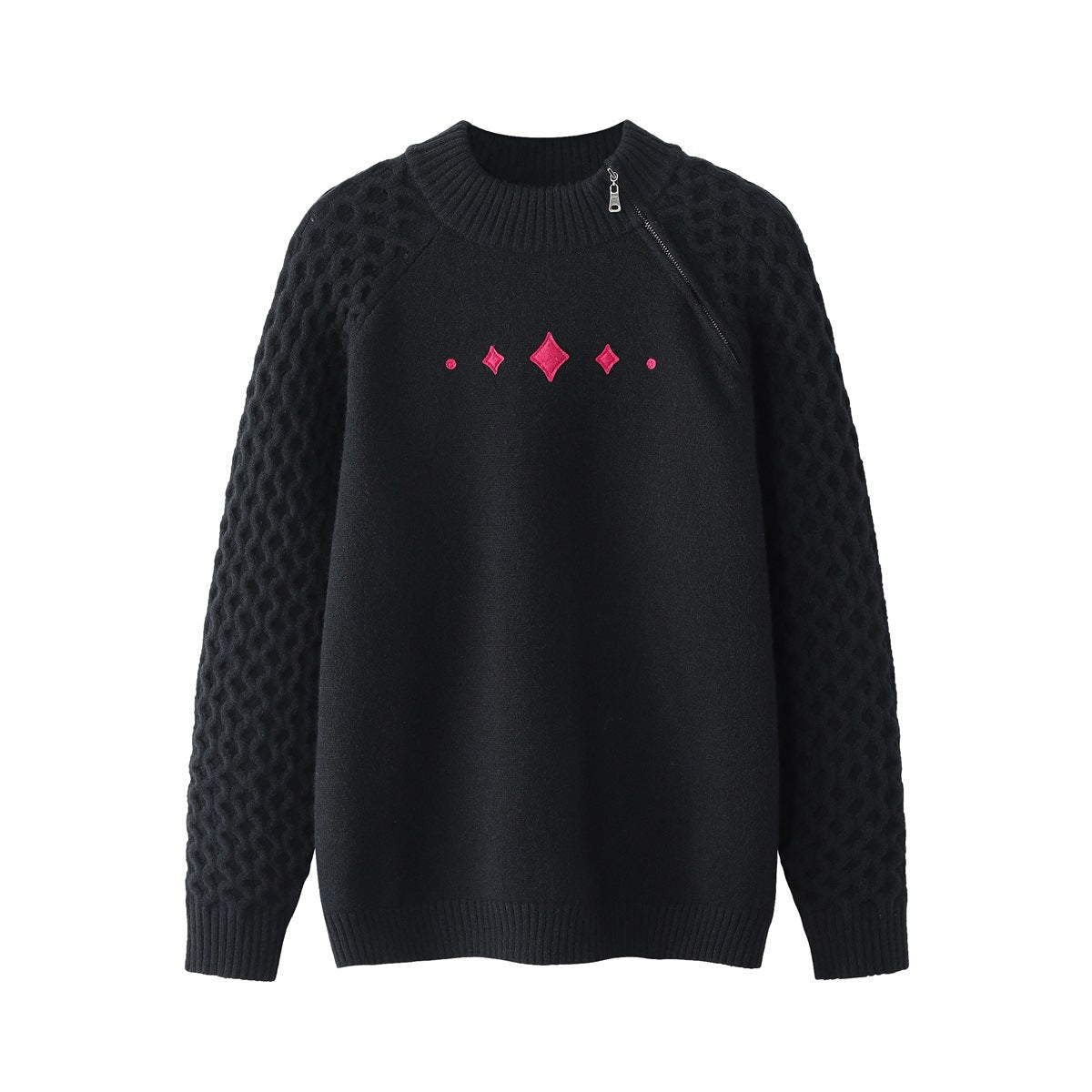 Maglione pullover semplice in stile retrò americano con ricami, marca Valstrend, morbido e confortevole, vista frontale