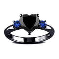 Anello a forma di cuore in argento 925 placcato oro nero e gun color, gioiello di impegno europeo e americano, stile romantico.