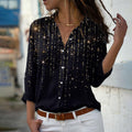 Top casual donna Valstrend con paillettes 3D a gradiente, stampa ampia e stile rilassato, tessuto morbido e confortevole.