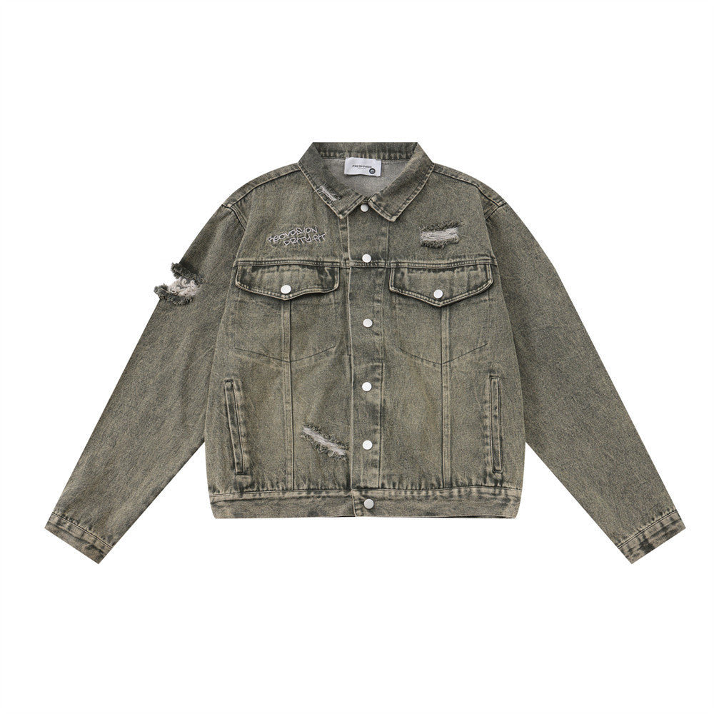 Ripped Denim Men's Ordinary Short Jacket