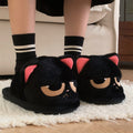 Scarpe da casa antiscivolo per bambini con gatto nero peloso, calde e morbide, marca Valstrend, con dettagli di pelliccia soffice