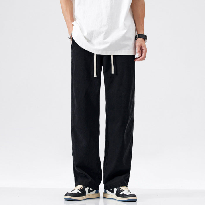 Pantaloni larghi dritti Valstrend con cuciture e dettagli in contrasto, tessuto comodo e stile casual.