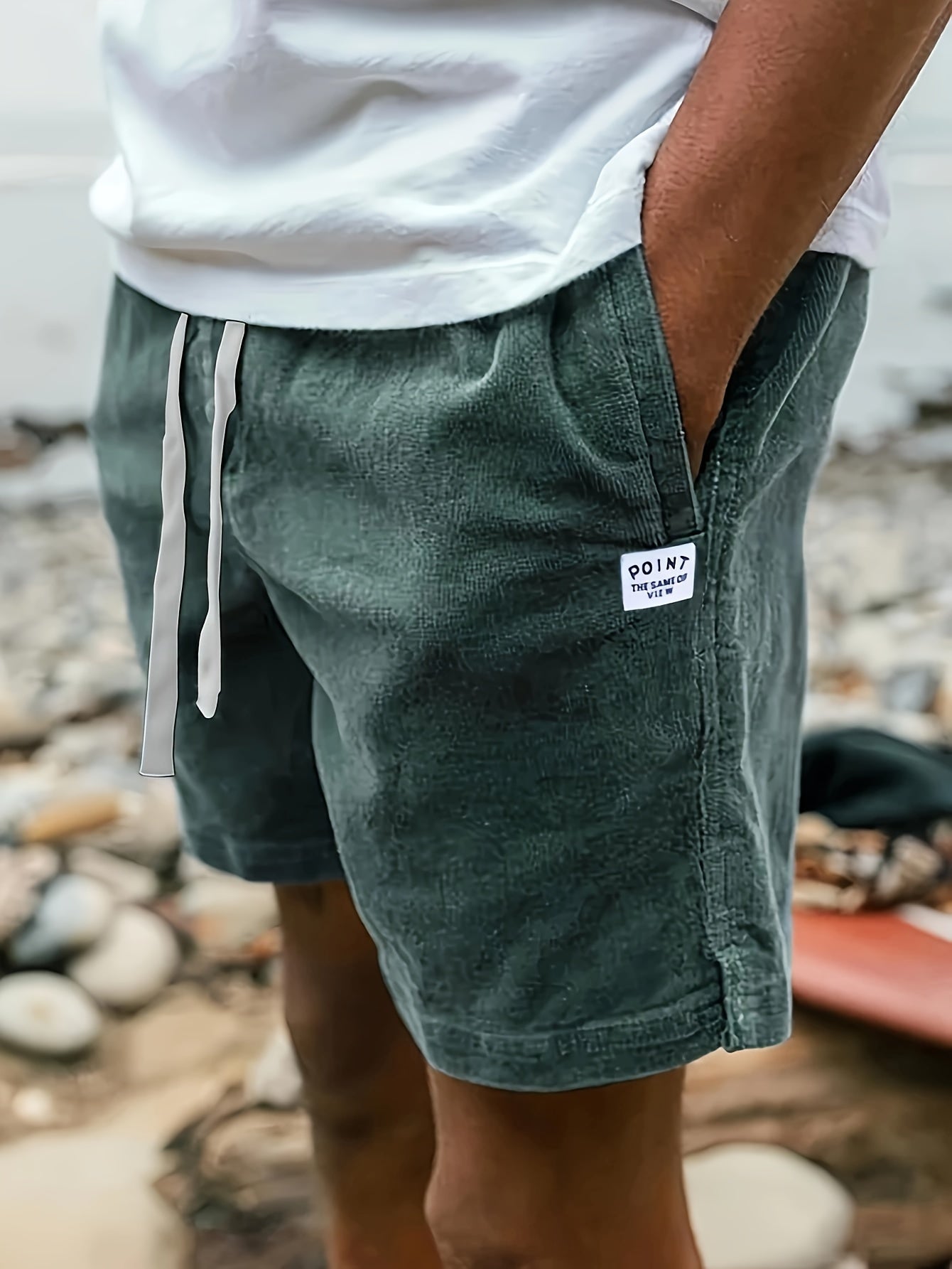 Pantaloncini corti in velluto a coste da uomo con coulisse, etichetta Valstrend, stile casual ed elegante per l'estate all'aperto