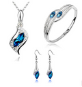 Set di gioielli Valstrend con orecchini, collana e bracciale in cristallo d'Austria e lega, stile angelico elf, tre pezzi.