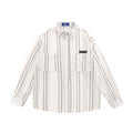Camicia lunga a maniche lunghe con pizzo traforato, pois e righe jacquard, vestibilità ampia, marca Valstrend shop