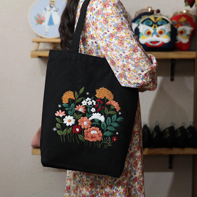Borsa a tracolla in tela con ricamo fatto a mano, materiale DIY, stile artigianale, marca Valstrend shop.