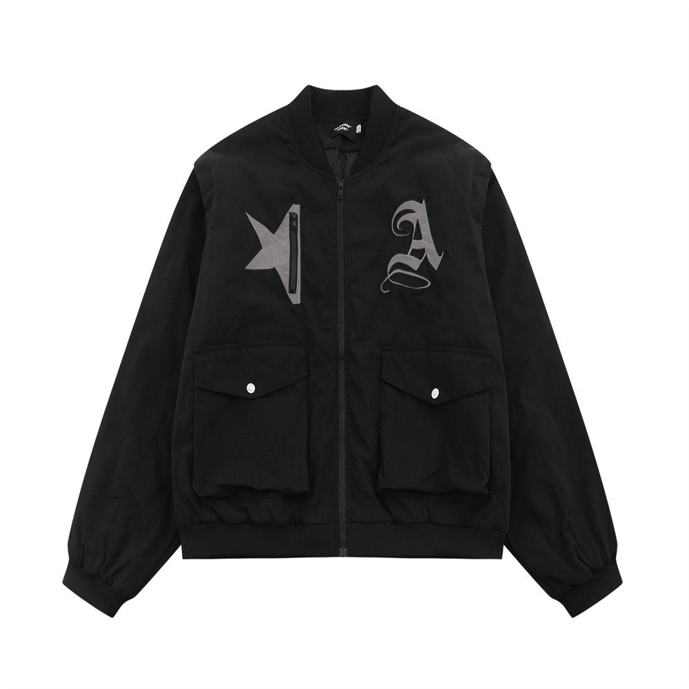 Giacca da baseball spessa per uomo Valstrend con maniche staccabili in cotone, stile sportivo e confortevole.