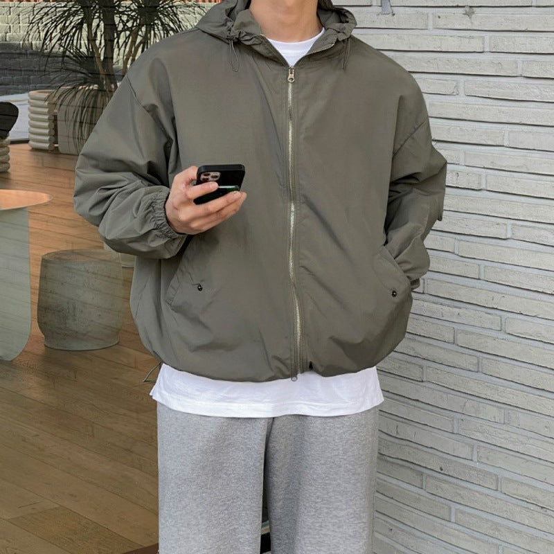 Hooded Coat Men's Autumn New Korean Style Trendy Loose-fitting Workwear Jacket