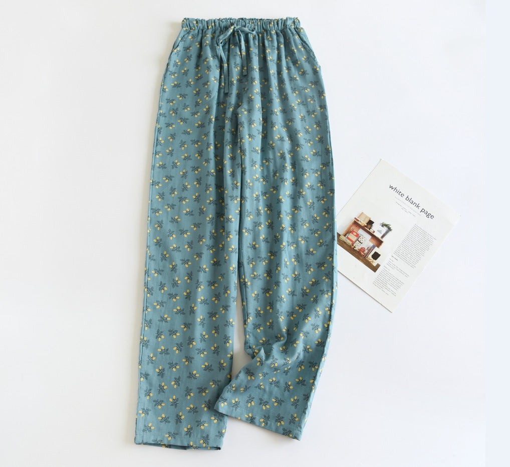New Pure Cotton Double-layer Gauze Women's Pajama Pants