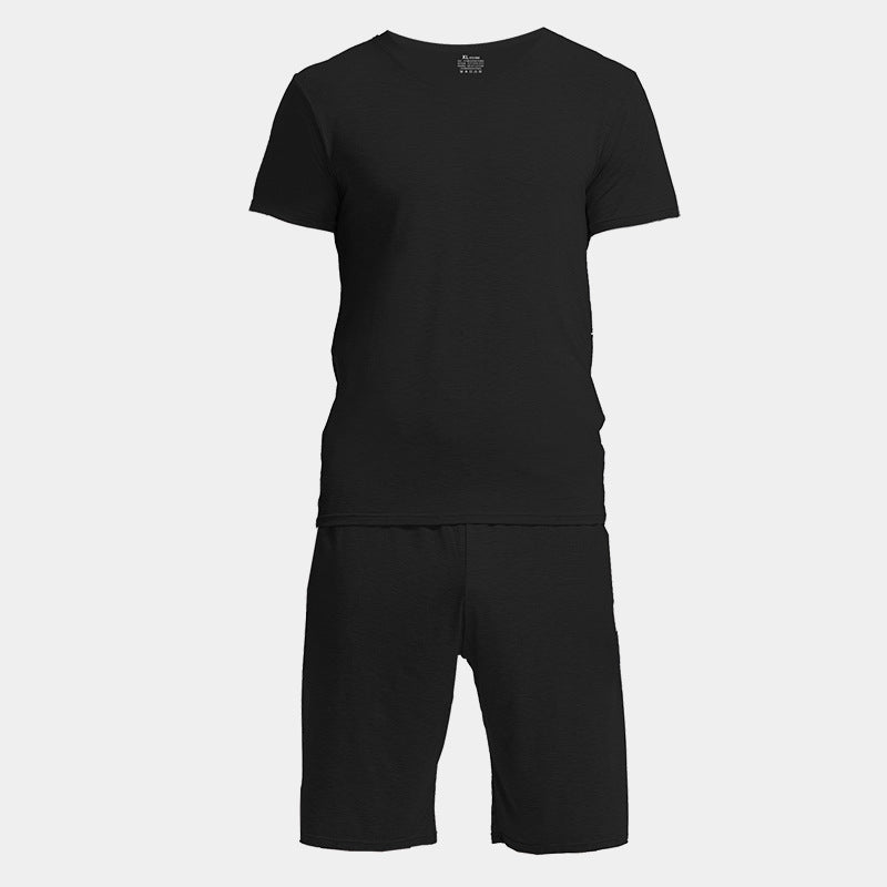 Completo pigiama uomo Valstrend con maglietta a maniche corte e pantaloncini in tessuto solido, comodo e casual per la casa.