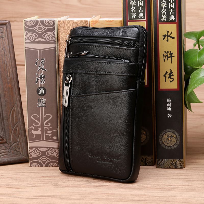 Borsa per cellulare con grande schermo, primo strato in pelle di mucca, design elegante e resistente, marca Valstrend.