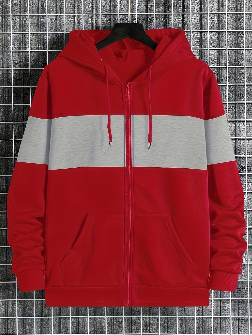 Felpa con cappuccio da uomo Valstrend, giacca zip a maniche lunghe con tasche, stile casual e trendy per primavera e autunno.