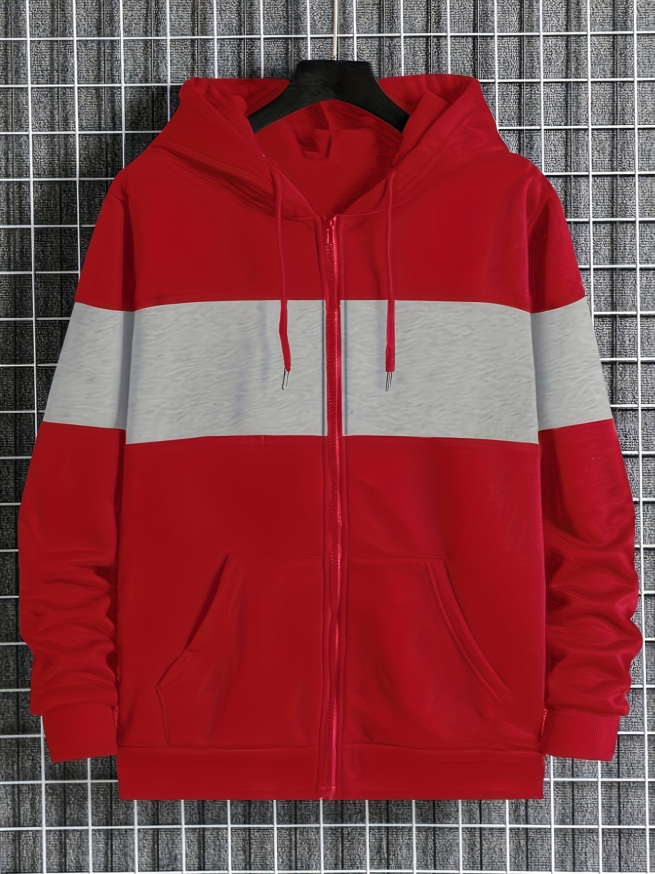Felpa con cappuccio da uomo Valstrend, giacca zip a maniche lunghe con tasche, stile casual e trendy per primavera e autunno.