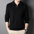 Solid Color Popular Zipper Men's Lapel Knitted Sweater