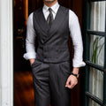 Slim Business Double Breasted Solid Color Vest Man