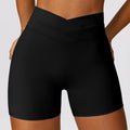Shorts yoga skinny hip raise Valstrend, in tessuto brushed, ad alta vita con design incrociato, adatte per allenamenti e relax.