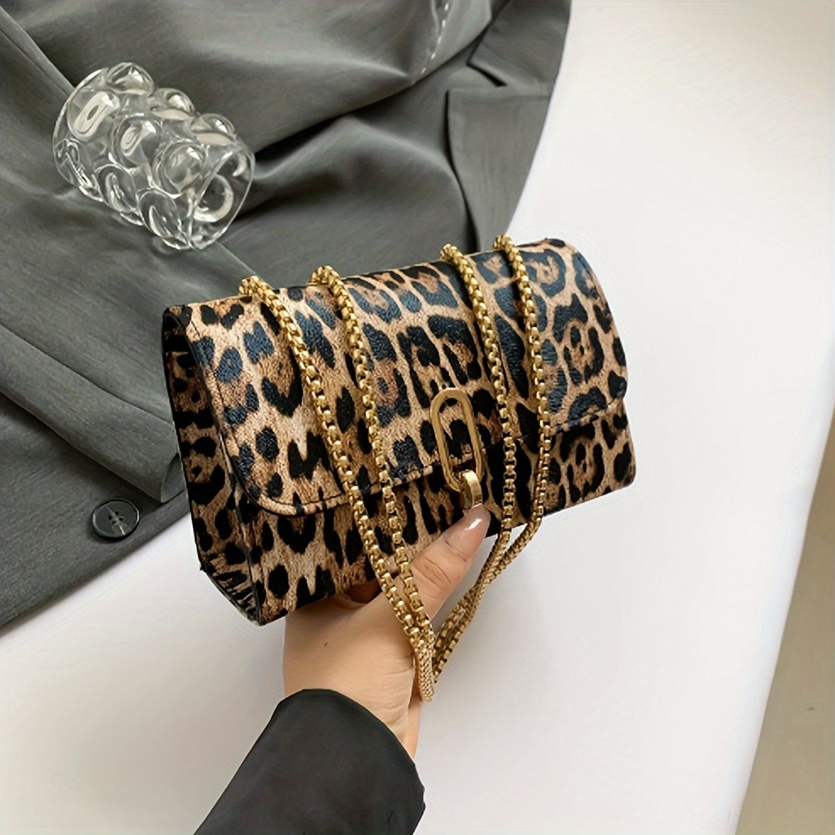 Chic Yellow Leopard Print Faux Leather Crossbody Bag with Adjustable Strap - Spacious & Stylish Shoulder Clutch for Women