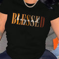 T-shirt donna con stampa di lettera benedetta, maniche corte, stile casual, ideale per primavera ed estate, Valstrend shop