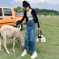 Gonna in denim con apertura frontale, vita alta e vestibilità aderente, per donna, marchio Valstrend shop