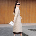 Giacca donna leggera in cotone imbottito a metà lunghezza con colletto da completo e motivo a diamante, marca Valstrend.