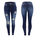 Jeans skinny da donna Valstrend shop con strappi, vestibilità slim e stile casual, visibili in primo piano nell'immagine.