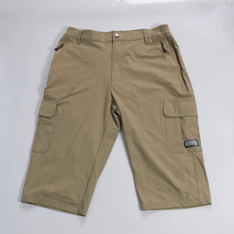 Pantaloni capri elasticizzati da uomo Valstrend, con più tasche, tessuto rapido asciugatura, stile lavoro dritto.