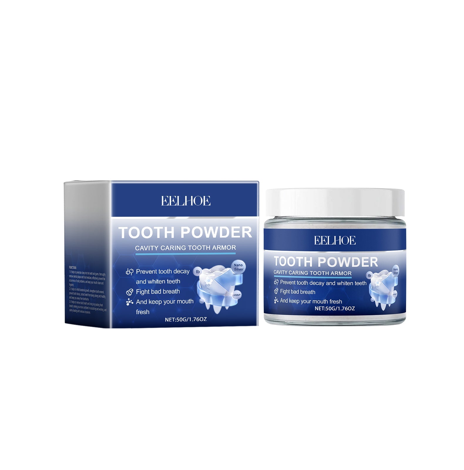 Anti tooth decay whitening and teeth cleaning powder