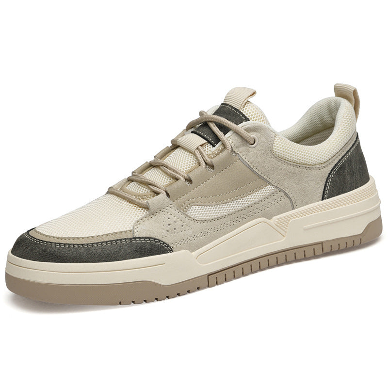 Scarpe da uomo Valstrend con tomaia in pelle di maiale a rete, a basso profilo e con lacci frontali, stile da spiaggia o da skate.