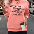 Letter Print Pullover Sweatshirt, Casual Long Sleeve Crew Neck Sweatshirt For Fall & Winter, Women's Clothing