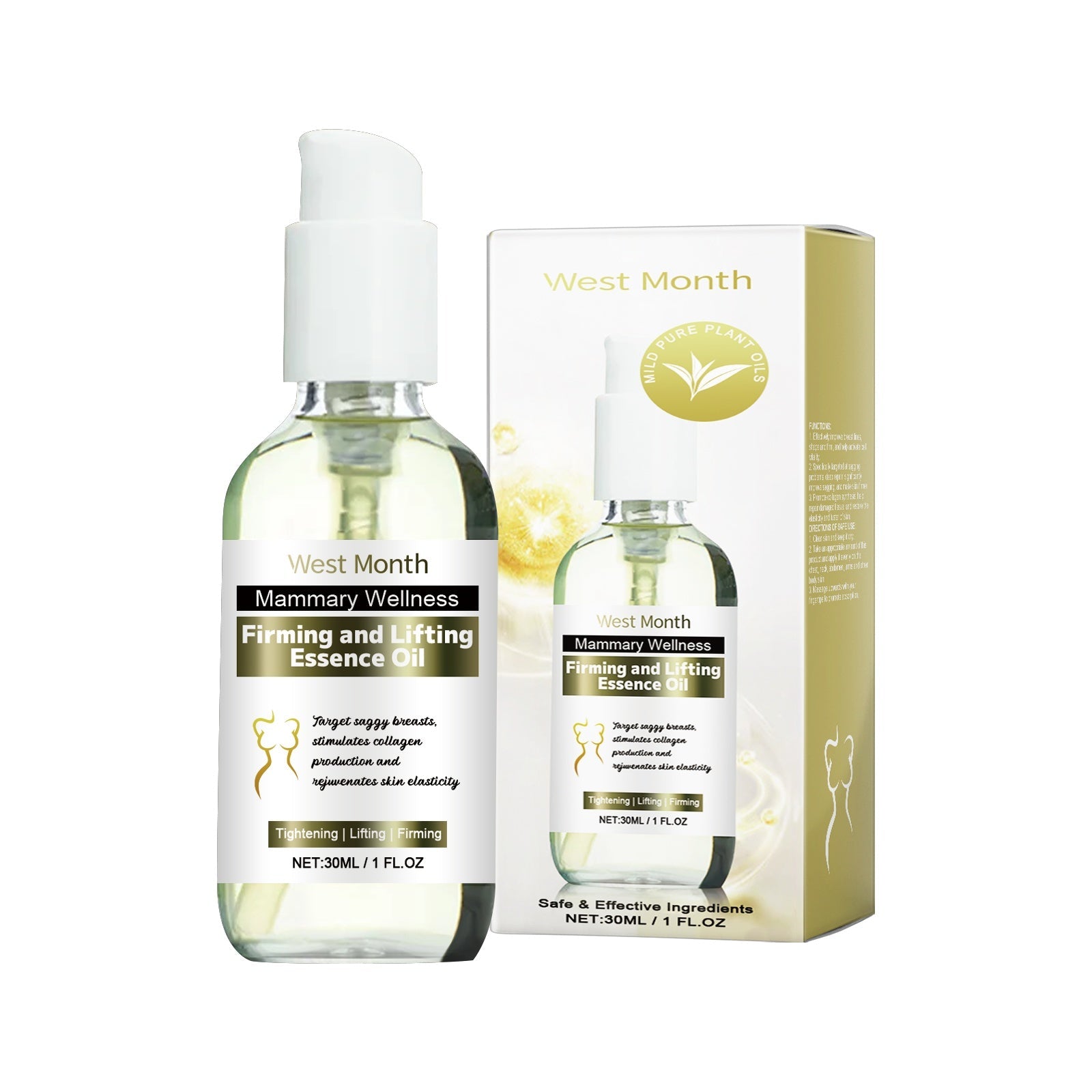Olio rassodante per il corpo Valstrend Shop, bottiglia con etichetta e applicatore, ideale per tonificare la pelle.