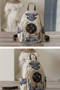 Custodia in tessuto canvas con stile retrò, artigianale e multifunzionale, con doppia zip e design artistico di Valstrend.