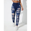 Jeans skinny da donna Valstrend in denim elastic, con vestibilità aderente e vita alta, lavaggio scuro.