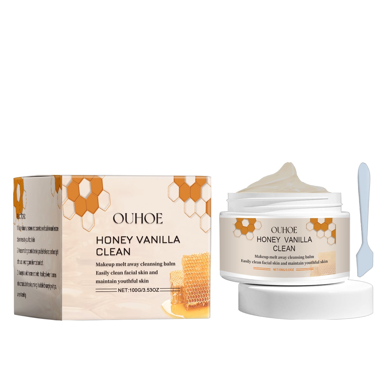 Balsamo struccante Makeup Melt Away di Valstrend Shop, contenitore con crema bianca per rimuovere trucco e impurità dalla pelle.