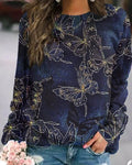 3D Printed Loose Round Neck Fashion Women's Sweater
