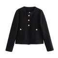 Giacca casual donna in tessuto tinta unita Valstrend, stile classico e texture semplice, maniche lunghe e colletto.