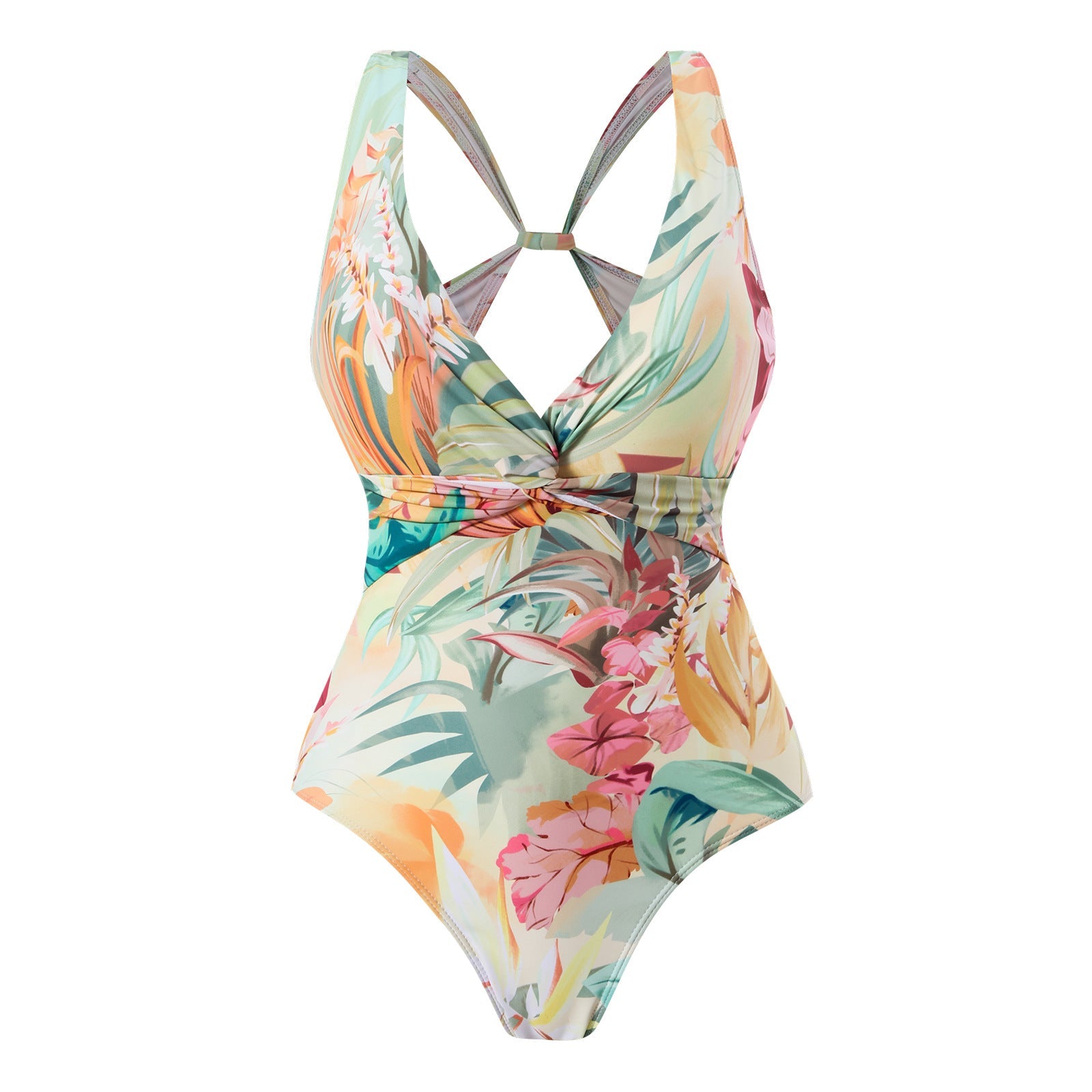 Costume da bagno one-piece da donna Valstrend, vintage stampa sottile e conservativa, con design classico e coprente.
