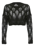 Maglione donna Valstrend see-through con strappi, design trendy e leggero, ideale per look casual e alla moda.