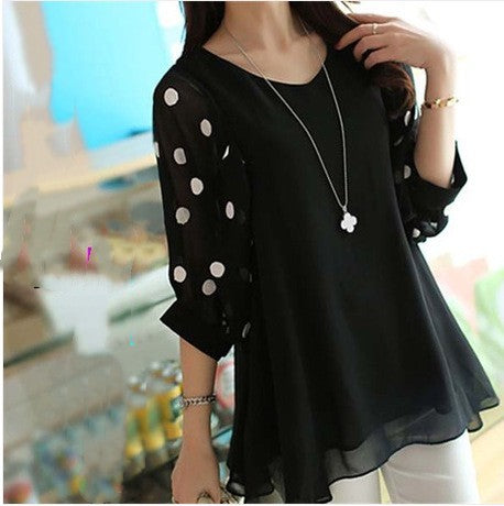 Korean Style Women's Plus Size Chiffon Shirt Top