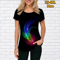 T-shirt da donna Valstrend con stampa 3D di giardino, maniche corte e collo decorativo, tessuto leggero e comodo.