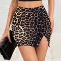 Gonna a tubino leopardato Valstrend con gonna corta a spacco alta vita, vestito femminile elegante e aderente.