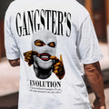 T-shirt a maniche corte con stampa gangster, collo rotondo, comodo e casual, con motivo alla moda per attività quotidiane e all'aperto.