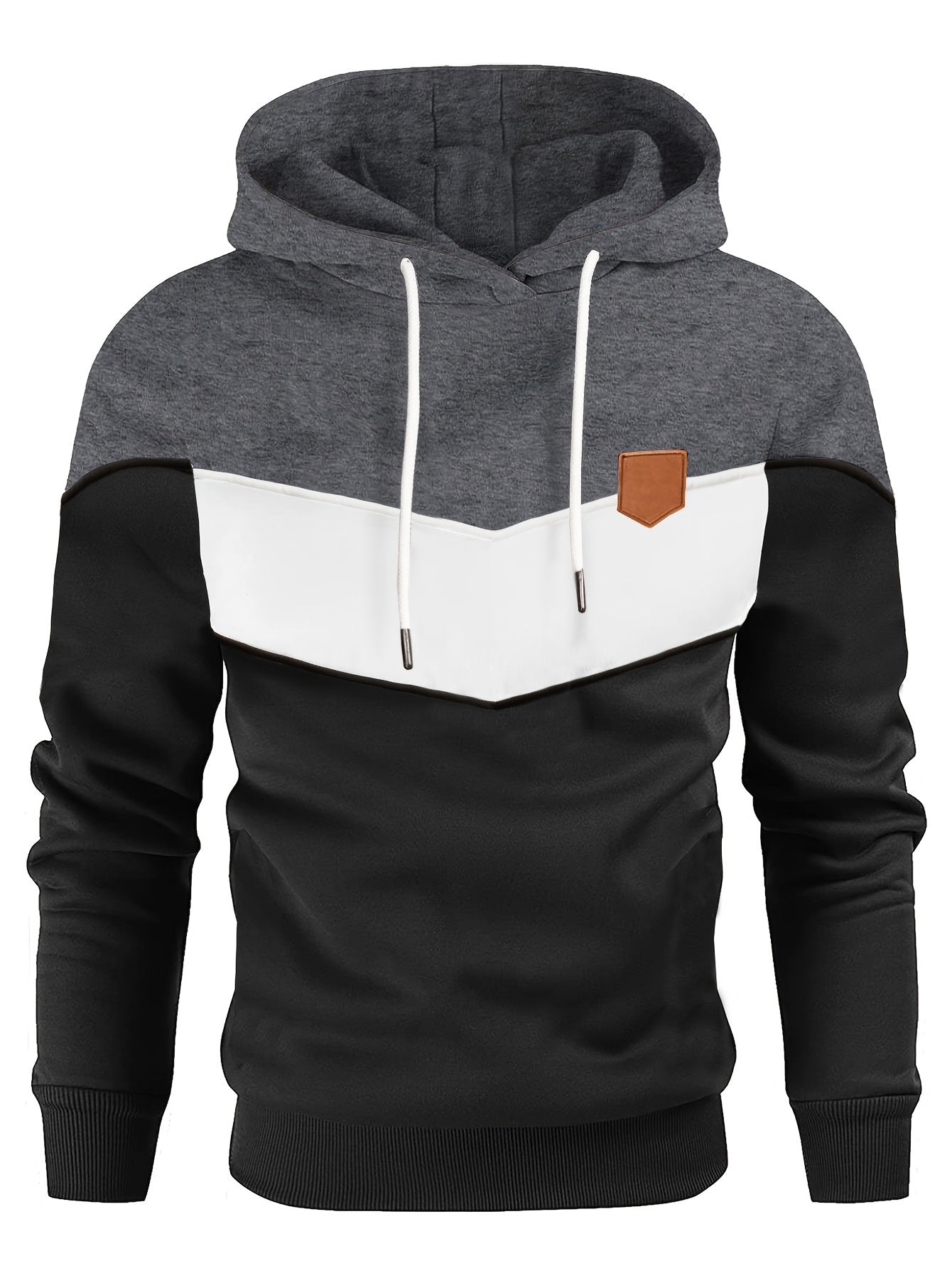 Felpa con cappuccio color block da uomo Valstrend, felpa casual con tasca a marsupio, stile streetwear invernale e autunnale