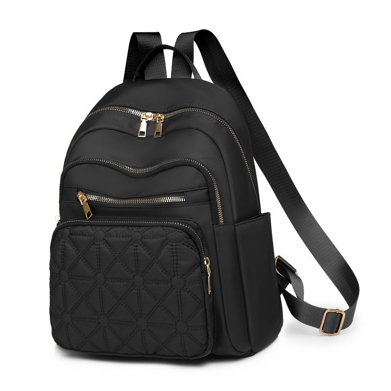 Zaino casual grande capacità Valstrend, con zip, nylon versatile per viaggio e uso quotidiano, in colore nero con scomparti.
