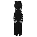 Vestito lungo slim con spacco per donna Valstrend, abito aderente e elegante con gonna a spacco e scollo a V in tessuto leggero