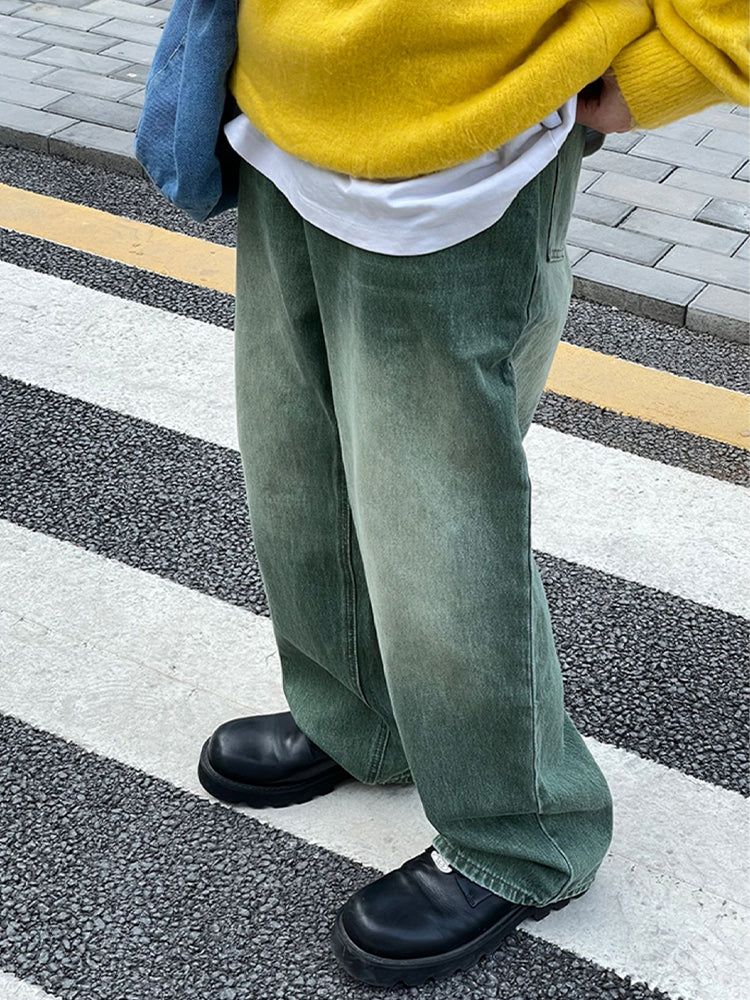 Pantaloni casual da uomo Valstrend in stile American Retro, lavati con sfumature gradient per un look originale e comodo.